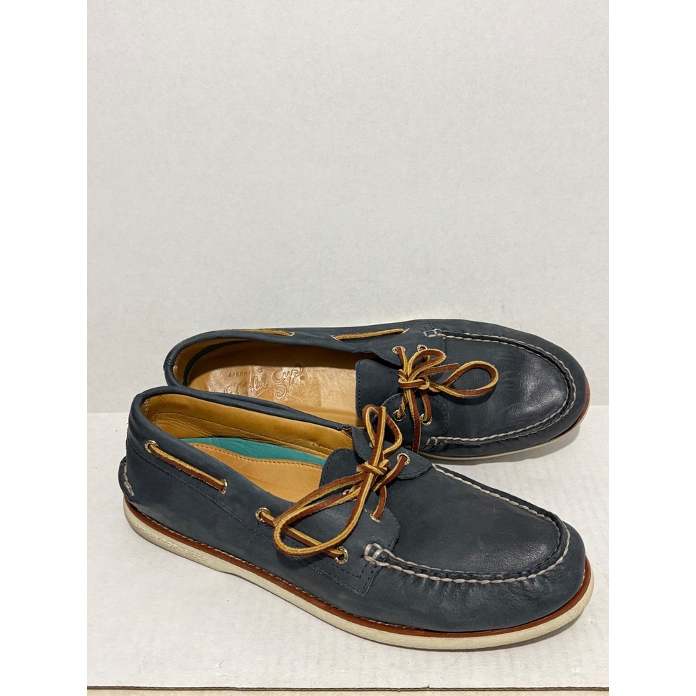 Sperry Gold Cup Authentic Original Mens 13M Navy Blue Leather Boat STS15803